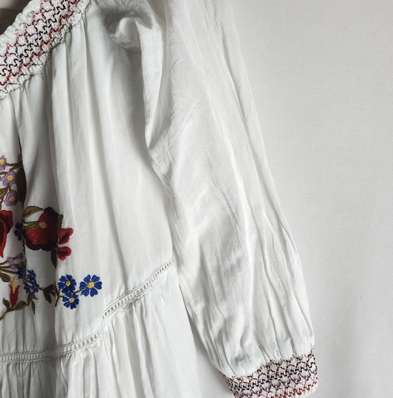 Free People Sunbeams Mini Dress Size XS Off Shoulder Embroidered Boho Peasant - Picture 9 of 15